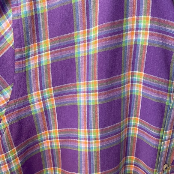 Peter Millar Men’s XL Purple, Yellow, Orange & Blue Plaid Shirt 100% Cotton - Picture 6 of 10